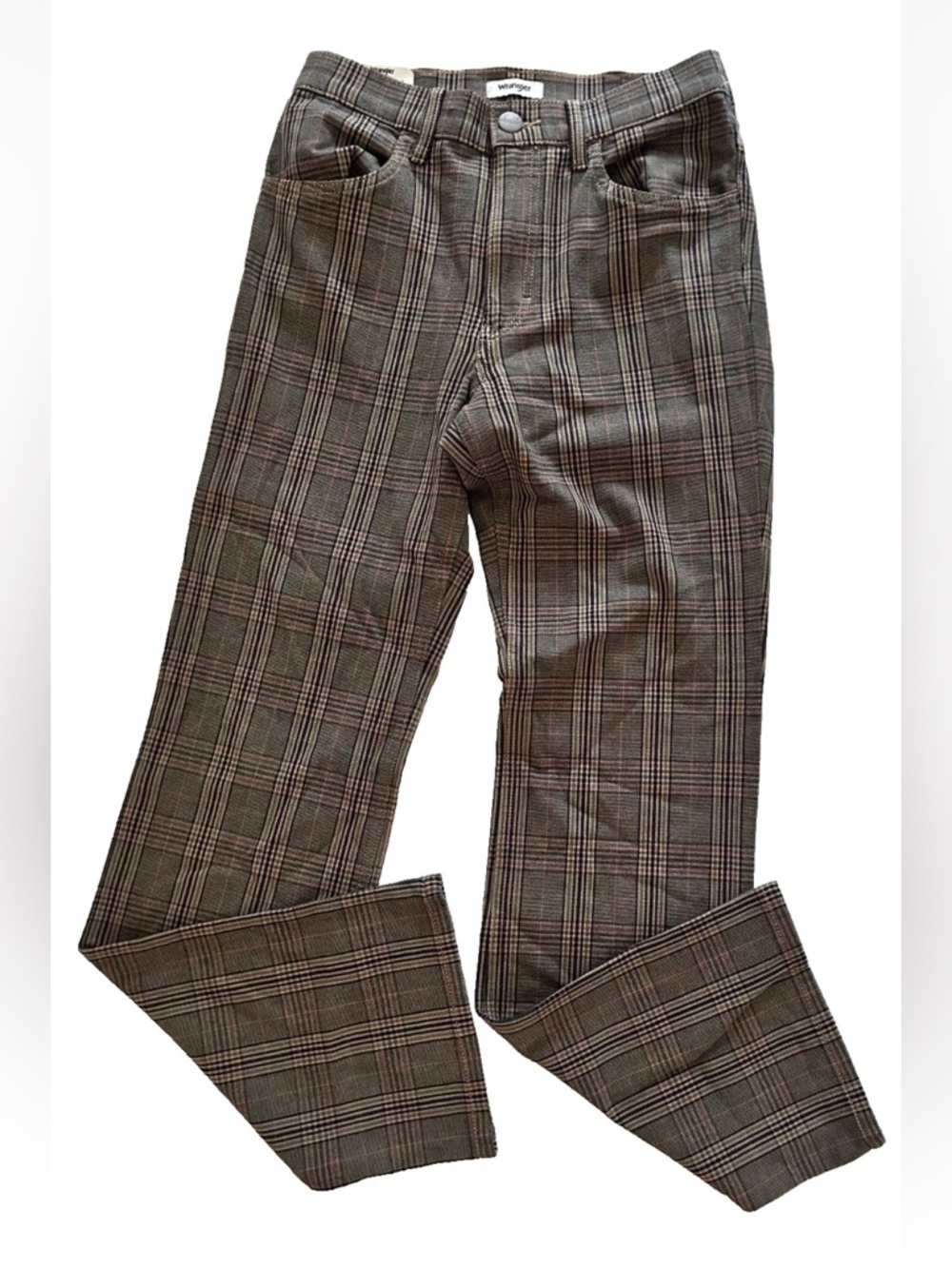 Wrangler | Bootcut Wrancher Women's Size 27 x 31 Brown Plaid Dress Pants